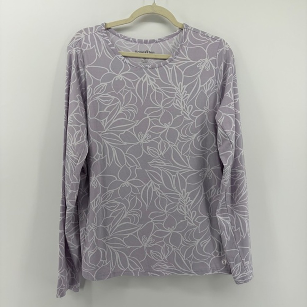 Hang Ten Womens Long‎ Sleeve Shirt UV Protection Floral Print Purple XL